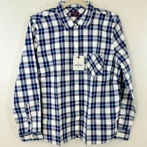 Untuckit Long Sleeve Button Down 100% Cotton Shirt, Size 10, Blue & White Plaid